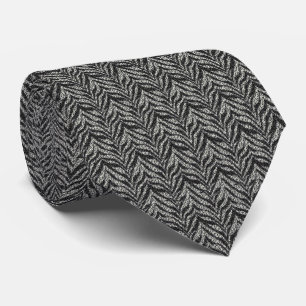 Cravate Motif Zebra Argent Noir