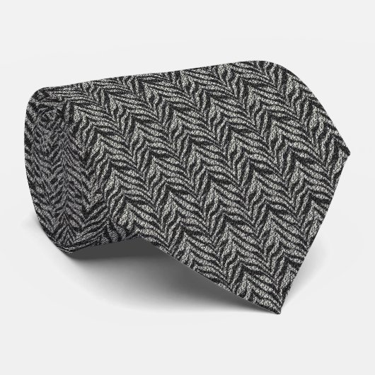 Cravate Motif Zebra Argent Noir (Roulé)