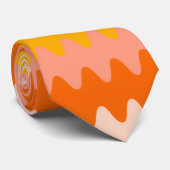 Cravate Motif Zig Zag Jaune, Orange & Blanc Moderne (Roulé)