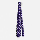 Cravate Motif Zigzag Chevron Bleu Blanc (Devant)
