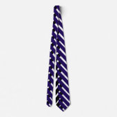 Cravate Motif Zigzag Chevron Bleu Blanc (Dos)
