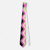 Cravate motif zigzag girly moderne noir fuchsia chevron (Devant)