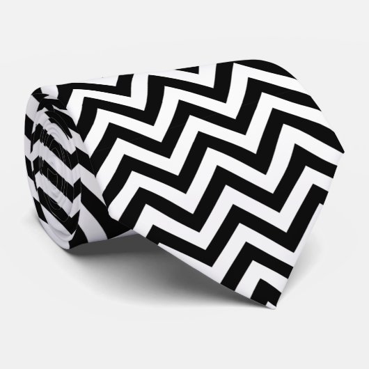 Cravate Motif Zigzag noir et blanc (Roulé)