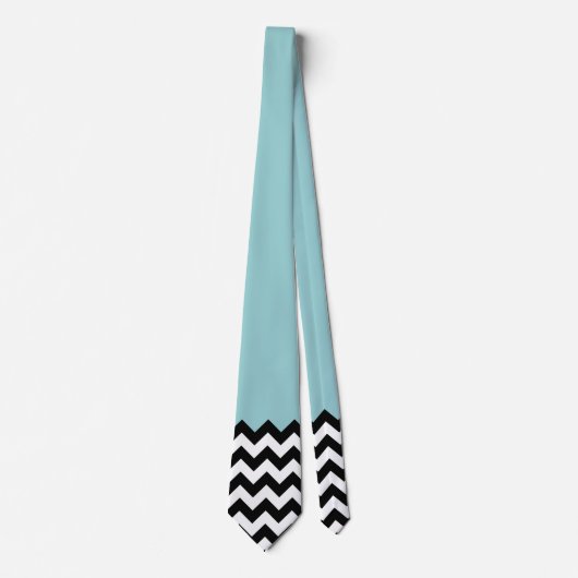 Cravate Motif Zigzag noir et blanc, Chevron, Bleu (Devant)