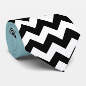 Cravate Motif Zigzag noir et blanc, Chevron, Bleu (Roulé)