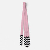 Cravate Motif Zigzag noir et blanc, Chevron, rose (Dos)