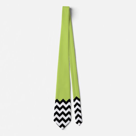 Cravate Motif Zigzag noir et blanc, Chevron, Vert (Devant)