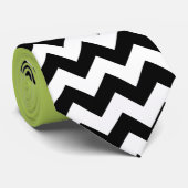 Cravate Motif Zigzag noir et blanc, Chevron, Vert (Roulé)