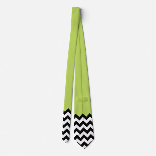 Cravate Motif Zigzag noir et blanc, Chevron, Vert (Dos)