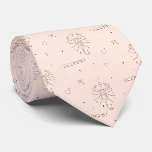 Cravate Motif Zodiaque Scorpion en marron et bordeaux