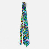 Cravate Motifs Abstraits Bleu Turquoise Multicolore Lumine (Dos)