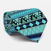 Cravate Motifs aztèques bleus/menthe/cravate vert (Roulé)