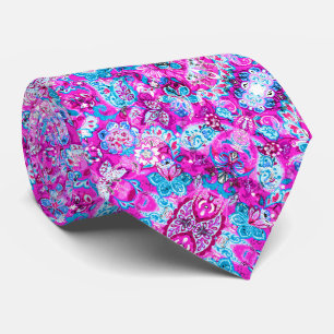 Cravate Motifs de fleurs roses bleues mignons