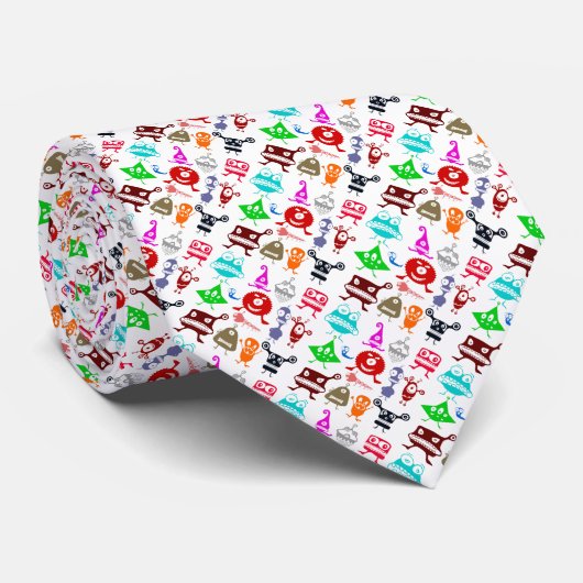 Cravate Motifs de monstres drôles colorés mignons (Roulé)