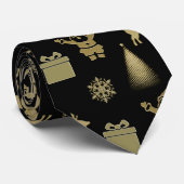 Cravate Motifs de Noël d'or (Roulé)
