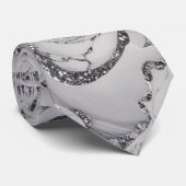 Cravate Motifs élégants chic marbre gris argent blanc (Roulé)