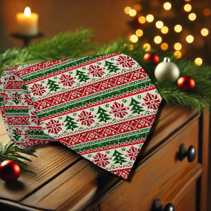 Cravate motifs festifs aux pins