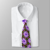 Cravate Motifs marguerite violet (Attaché)