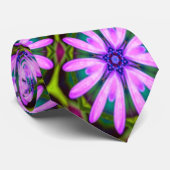 Cravate Motifs marguerite violet (Roulé)