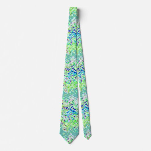 Cravate Motifs torse Abstrait vert Turquoise bleu  (Devant)