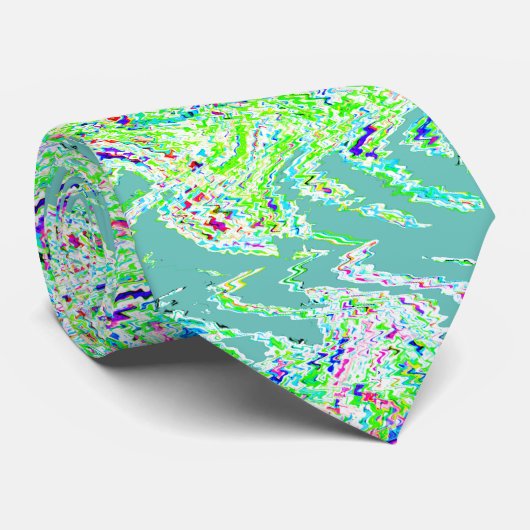 Cravate Motifs torse Abstrait vert Turquoise bleu  (Roulé)