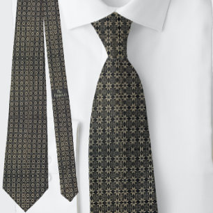 Cravate Motifs victoriens Star Brown noir