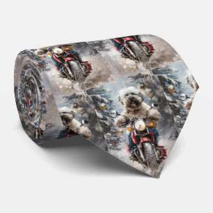 Cravate Moto à chiens Havanais Noël