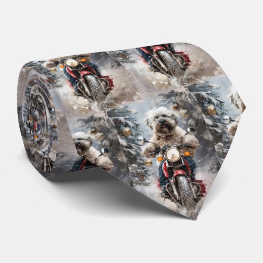 Cravate Moto à chiens Havanais Noël (Roulé)