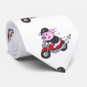 Cravate Motocyclette de cochon amusante| choisir la couleu (Roulé)