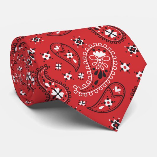 Cravate Mouchoir rouge Bandana Paisley (Roulé)