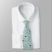 Cravate Mouettes de caricature mignonnes Bleu clair Motif (Attaché)