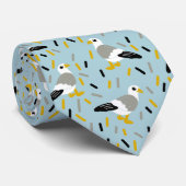Cravate Mouettes de caricature mignonnes Bleu clair Motif (Roulé)