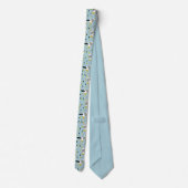 Cravate Mouettes de caricature mignonnes Bleu clair Motif (Dos)