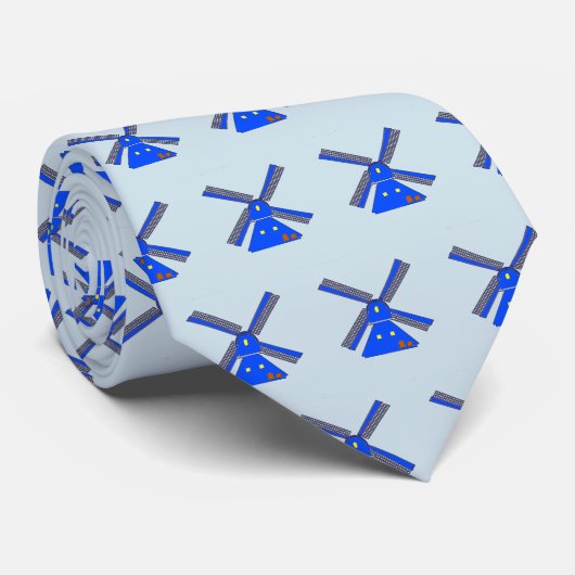 Cravate Moulin à vin néerlandais bleu (Roulé)