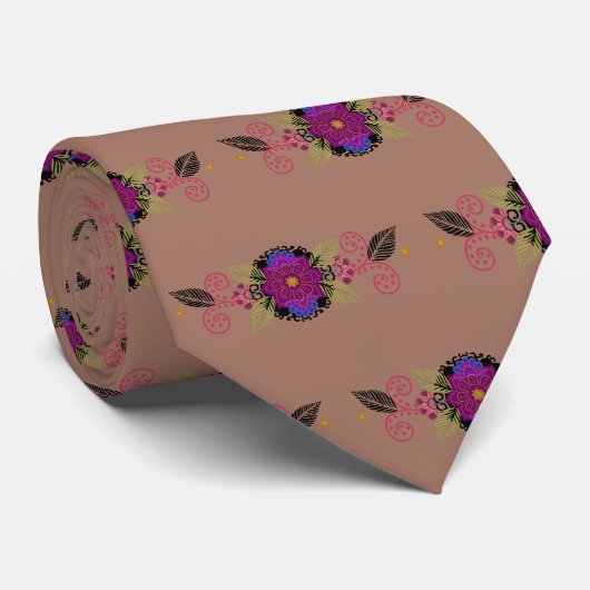 Cravate Mousse de mocha florale (Roulé)