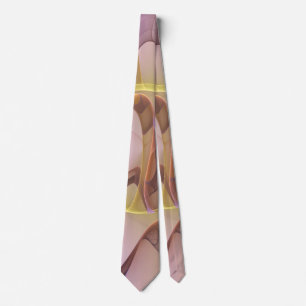 Cravate Mouvements Abstraits Art Fractal Moderne Rose Doré