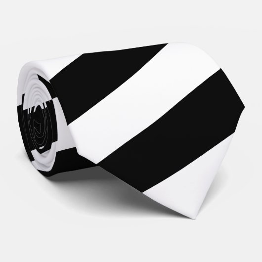 Cravate moyenne noire et blanche de rayure (Roulé)