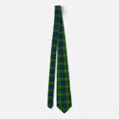 Cravate Muir Moore écossais vert bleu plaid (Dos)
