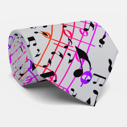 Cravate Multi-Colored Music Notes  (Roulé)