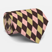 Cravate Multicolor Argyle Tie – Green Pink Brown Diamond (Roulé)