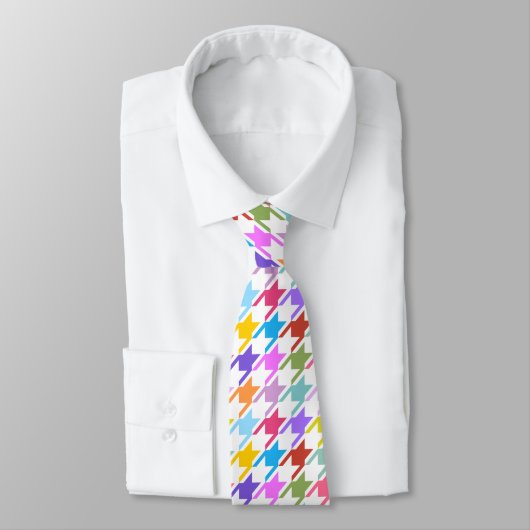 Cravate Multicolor Houndstooth+Motif blanc (Attaché)