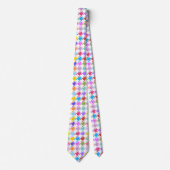 Cravate Multicolor Houndstooth+Motif blanc (Devant)
