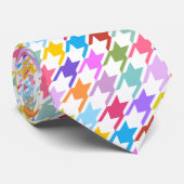 Cravate Multicolor Houndstooth+Motif blanc (Roulé)