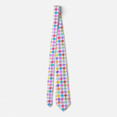 Cravate Multicolor Houndstooth+Motif blanc (Dos)
