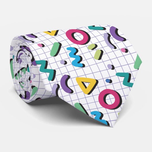 Cravate Multicolor Memphis Motif (Roulé)