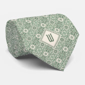 Cravate Multitone Vert Floral Inspiré Motif (Roulé)