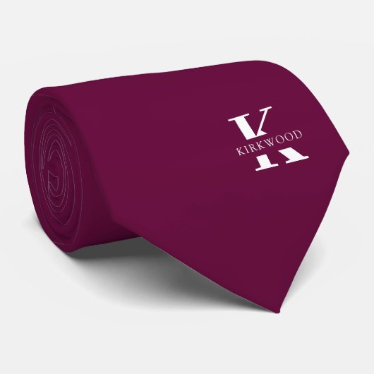 Cravate Mûre de Boysen | Monogramme Élégant+Nom | Recto-Ve (Roulé)