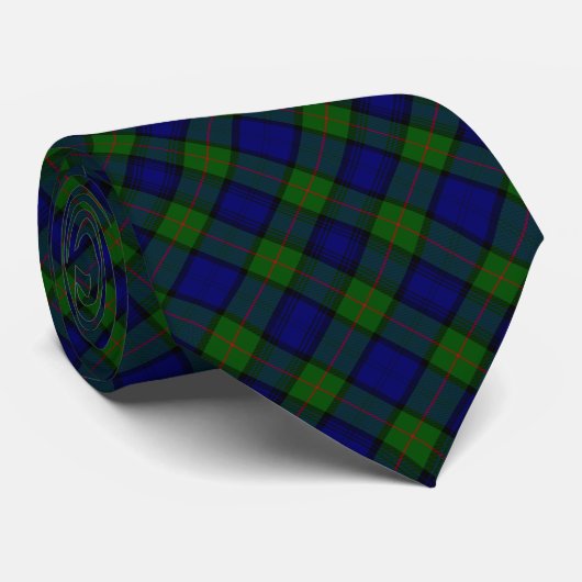 Cravate Murray tartan bleu vert plaid (Roulé)