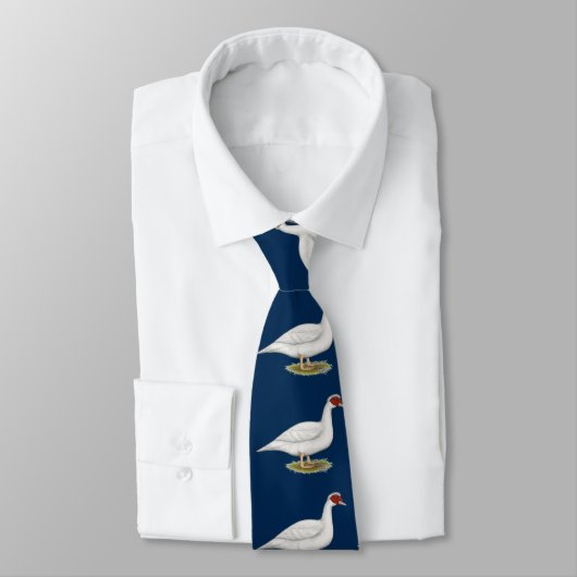 Cravate Muscovy blanc de canard (Attaché)