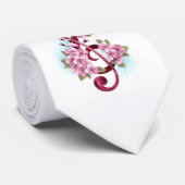 Cravate Musical treble clef notes with sakura flowers (Roulé)